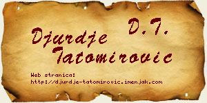 Đurđe Tatomirović vizit kartica